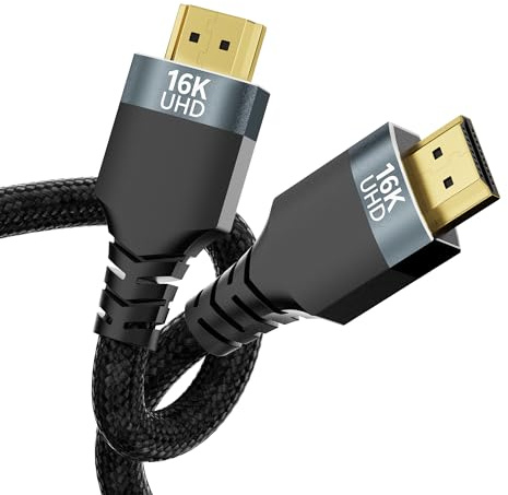 Câble HDMI 2.2 2M,96Gbps Ultra-High-Speed,Support 16K@60Hz/8K@240Hz/4K@480Hz,HDCP 2.2&2.3 DTS:X Dynamique HDR10+ Dolby Atmos eARC,Cable HDMI 2.1 Compatible avec PS5/PS4/Xbox/Moniteur/HDTV/Blu-ray/Mac.