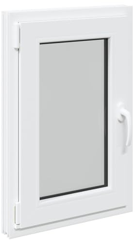 Källarfönster RISOR vit 50 x 75 cm PVC och glas, modern källarfönsterdesign, hållbar PVC-glaskonstruktion, energieffektiv, värmeisolering, ljudisolering, roterande funktion