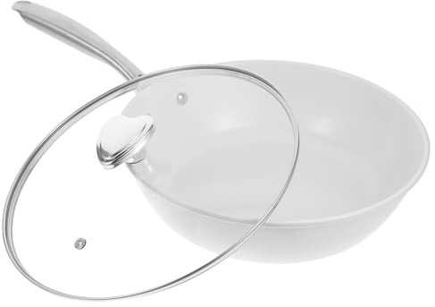 HINTRMENT Sartén Wok Pequeña de Cerámica con Tapa Antiadherente para Cocina de Inducción, Retención de Calor y Diseño Delicado para Uso Diario