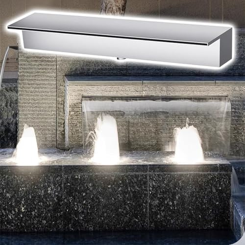 Anpassningsbart vattenfallskit i rostfritt stål för trädgård, pool och damm - 132 cm utlopp för fontän utomhus/inomhus, perfekt för koi-dammar i trädgården (färg B)