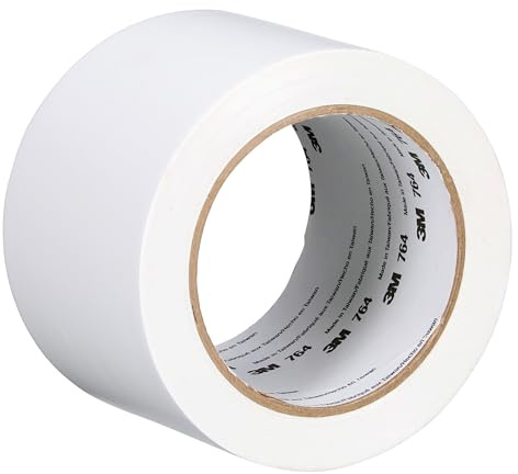 3M Vinyl Tape 764, General Purpose, 3 in x 36 yd, White, 1 Roll, Light Traffic Floor Marking Tape, Social Distancing, Color Coding, Safety, Bundling