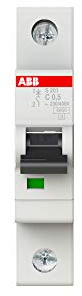 ABB Disjoncteur miniature S201-C0.5, 1 pôle, type C, capacité de coupure 6/10 kA, courant de 0,5 A (2CDS251001R0984)