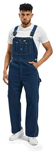 Dickies, herr, denim-hängselbyxor, overall, indigo, Blå (Rnsd Ind/Blu Rnb), 46W / 32L