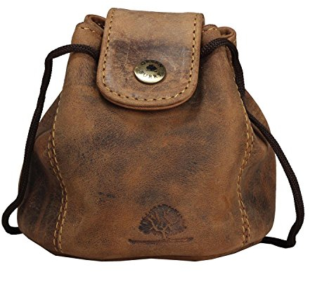Greenburry Vintage Lederbeutel XL braun Schmuckbeutel - Würfeltasche Würfelbeutel Echt Leder - Tabaktasche