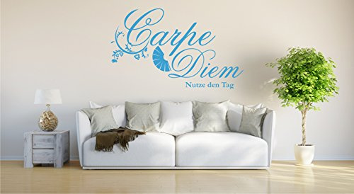 INDIGOS UG Vinilo Decorativo para Pared Carpe Diem 90cm x 28cm Azul Claro E933