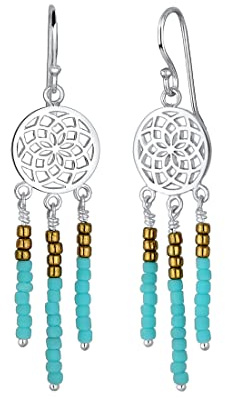 Elli Ohrringe Damen Traumfänger Ornament Boho Festival in 925 Sterling Silber