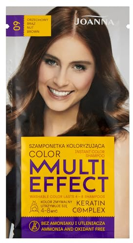 Joanna Tönungsshampoo “Multi Effect” - Haarfärbe-Shampoo im Beutel - Haltbarkeit 4 bis 8 Wäschen - Haartönung ohne Ammoniak und Oxidationsmittel - Nussbraun