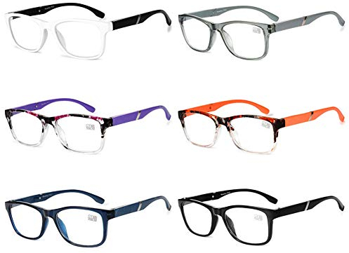 VEVESMUNDO Lesebrille Damen Herren Halbrahmen Federscharnier Vintage Halbbrille Lesehilfe Sehhilfen Brillen mit Stärke (6 Stück Lesebrillen, +1.5)