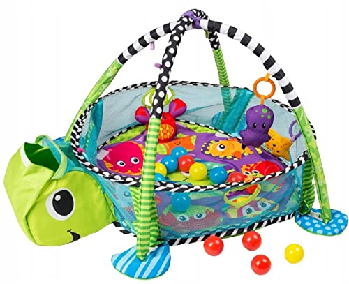 COIL Spielmatte mit Spielbogen, Spieldecke, Abenteuerdecke, Krabbeldecke, Spielzeug, 30 Bälle inklusive, Laufstallfunktion, ab Geburt, grün (