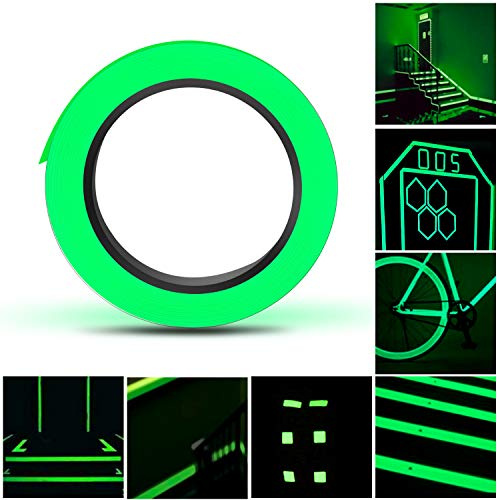SUNRIZ Leuchtband Selbstklebend 15mm x 10m, Glow in The Dark Fluoreszierendes Klebeband, Wasserdicht & Abnehmbar für Sicherheit, Treppen, Notausgänge, Lichtschalter (1 Rolle)