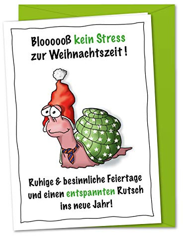 bernsteinfee-CARDS XL Weihnachtskarte mit Schnecke - Kein Stress zur Weihnachtszeit, entspannende Weihnachtsgrüße und Wünsche zur Entschleunigung gen Jahresende - inkl. Umschlag (DIN A5)