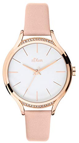 s.Oliver Damen Analog Quarz Uhr mit Leder Armband SO-3695-LQ