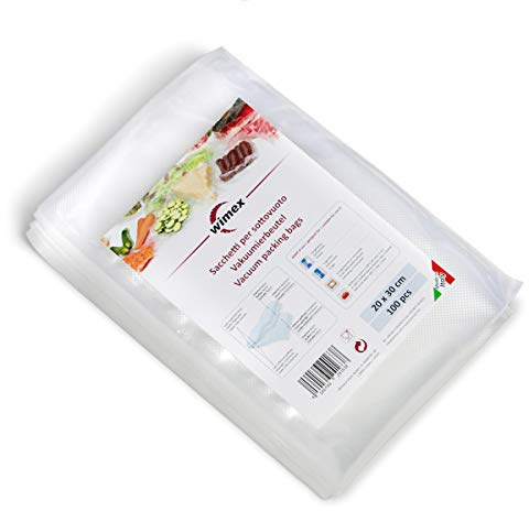 Wimex 100 Vakuumbeutel 20x30cm (30mt) | BPA Free | Sous Vide geeignet | stabile Schweißnaht | Für alle Balken Vakuumierer geeignet | Vakuumrollen | Made in Italy (20x30)