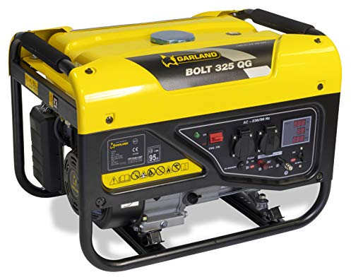 GARLAND BOLT 325QG-V17 - Generador Gasolina 4T 2,2 kVA, Motor 163 cc, AVR, 2 Enchufes 230V Schuko + Salida 12V 8A, Chasis de Acero