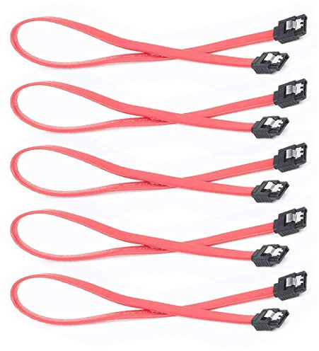 JMT 5 pi¨¨ces SATA 3.0/SATA 2.0 Date Cable SATA3 40cm 6 Gb/S SSD Disque Dur Cable de Donn¨¦es Double Cordon Droit SATA 3.0 2.0 Convertisseur (5pcs SATA2 rouge)