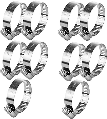 Drado 10 Pack Hose Clips Set Adjustable Jubilee Hose Clips 21-44mm Stainless Steel Pipe Clamps