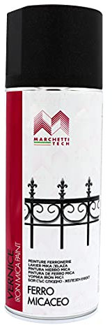 Marchetti Tech - Vernice Spray - Smalto Acrilico Professionale Ferro Micaceo - A Rapida Essicazione e Facile Applicazione - Ideale per il Ferro - Colore: Nero - Made in Italy
