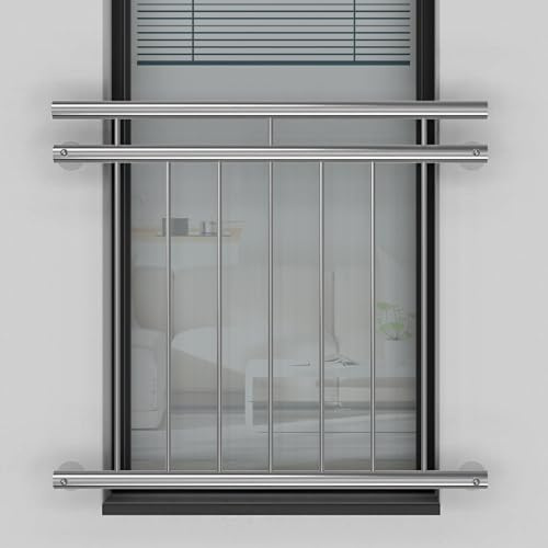 Edelstahl V2A Französischer Balkon Außenbefestigung System 225 x 90 cm, ohne Montageset