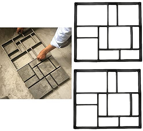 TuAut 2 stampi per pavimentazioni in Cemento e plastica, 45 x 40 cm, per pavimentazioni da Giardino, per pavimentazione, terrazzo, bricolage, vialetti, Fai da Te (2 Pezzi F 45 x 40 x 4 cm)