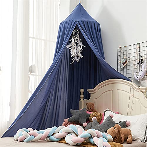 TROYSINC Baby Betthimmel, Baumwolle Baldachin Moskitonetz Insektenschutz, Süß Groß Hängende Himmel Spielzelte für Babybett Kinderzimmer Schlafzimmer (Blau)