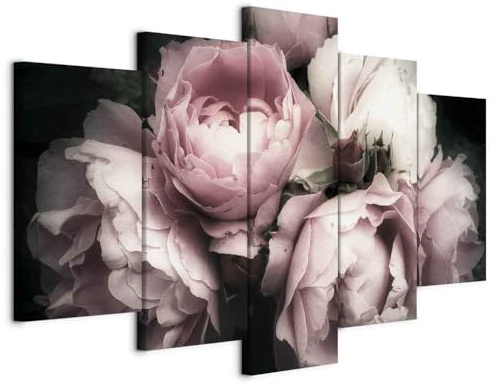 artgeist Acoustic Canvas Wall Art Flowers Roses Rose 80x40 in - 5pcs Picture with Acoustic Foam Sound Print Artwork Room Acoustics Soundproofing Peony Peonies b-B-0398-b-m