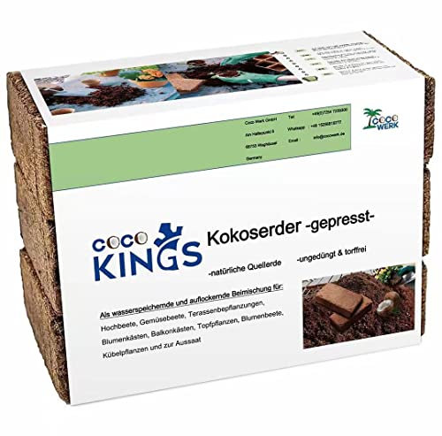 CHUANG CocoKings - Hochbeet Aussaaterde - 27 L - 650g*3 Blumenerde aus Kokosfaser - natürlich & torffrei - geeignet als Palmenerde, Erde für Zimmerpflanzen, Chili Erde, Pflanzenerde