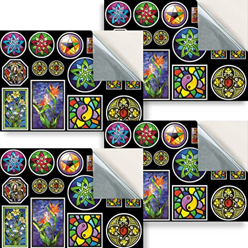 Stick & Go Repositionable Self Adhesive Dolls House Wallpaper 1:24 Scale (Set of 4 Sheets) - Stained Glass - No. 72