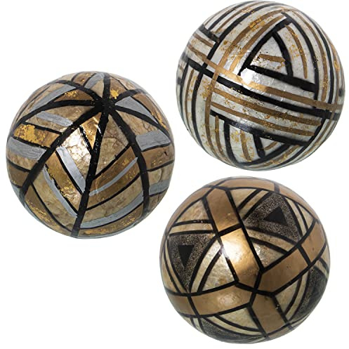 Set de 3 Bolas de nacar Surtidas ø10cm (Marron y Negro)