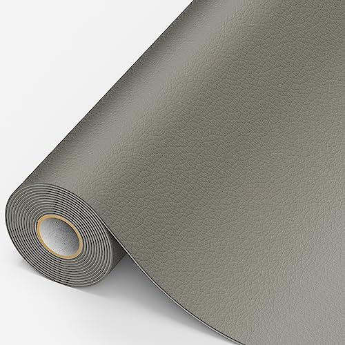 MICTER Parche de piel sintética, autoadhesivo, 15 x 300 cm, kit de reparación para muebles, sofás, asientos de coche, bolsos, reparación y renovación de cuero (gris claro)