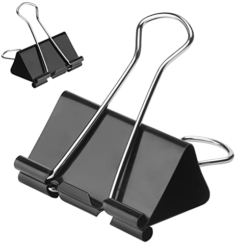 48 Pack XL Binder Clips 2 Inch Paper Clip Large Binding Clip, Jumbo Paperclips Bulk, Heavy Duty Big Paperwork Clamp Black, School Teachers Office and Kitchen Home Supplies