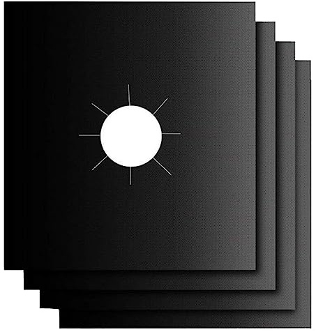 PLABBDPL 4 Pcs Plaque de Cuisson à Gaz Protection en Téflon,Tapis de Cuisinière à Gaziniere Gaz Réutilisables, Protection d'écran Anti-adhésif, Nettoyage Rapide（27 * 27cm）