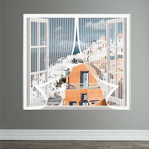 Fliegengitter für Fenster Insektenschutznetz 70 x 120 cm Moskitonetz für Fenster Mückennetz Fenster Frischluft halten für Fenster & Terrassentüren & Balkontüren, Weiß