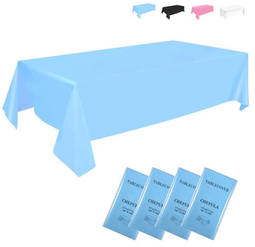 CHEPULA Einweg Tischdecke, [4 Stück] Einwegtischdecken Wasserdicht, Rechteckig Tischdecken Tischtuch Geeignet für Geburtstag, Party, Kindergeburtstag, Hochzeit, Weihnachten, 137 x 274 cm, Blau