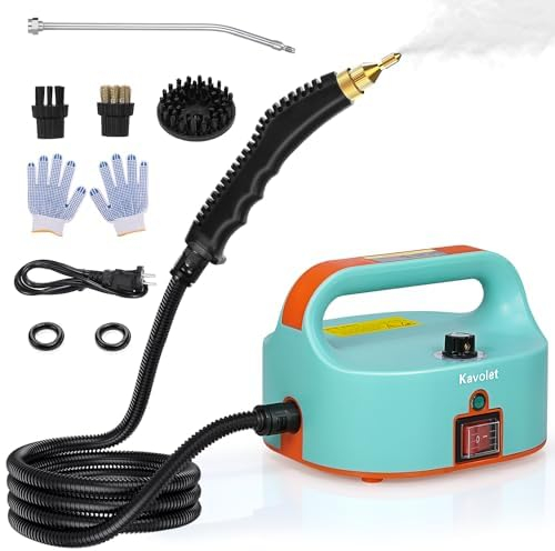 Kavolet Pulitore a vapore portatile, 1500 W, ad alta temperatura ad alta pressione, 50-400 ml/min, pulitore a vapore a pressione a 3,5 bar, pulitore a vapore con 3 testine per la casa, la cucina, i