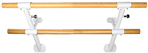Wandmontierte Ballettstange für den Außenbereich, 1 m/1,5 m, Holz-Doppeltanz-Streckstange für Zuhause, Balkon, Ballettausrüstung, verstellbar (Größe: 100 cm, Farbe: weiß) (weiß 150 cm) (weiß 150 cm) (