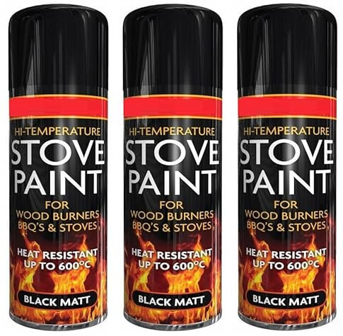 3 x Heat Resistant Matt Black Spray Paint Fire Burner BBQ Stove High Temperature Paint 400ml