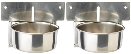 Nobby Edelstahlnapf mit Befestigung, Platte, 10,0 cm 0,25 ltr, 1 Stück, Silber (Packung mit 2)