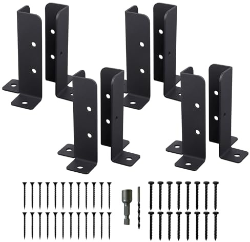 Fence Post Base Brackets, 4/8/16PCS Heavy Duty Powder Coated Fence Post Holder, Adjustable Fence Repair Kit for Garden, Mailbox (8)