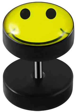 AZARIO LONDON Faux plug d'oreille en acier chirurgical anodisé noir avec logo attrayant de calibre 16, 16 Gauge - 6mm Length, Anodisé noir, Pas de gemme