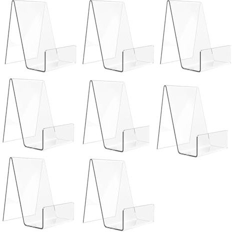 Ctwezoikmt 8 PCS Acryl Buchständer Transparenter Staffeleiständer für Buchausstellung Halter für Album, CD, Bild, Teller