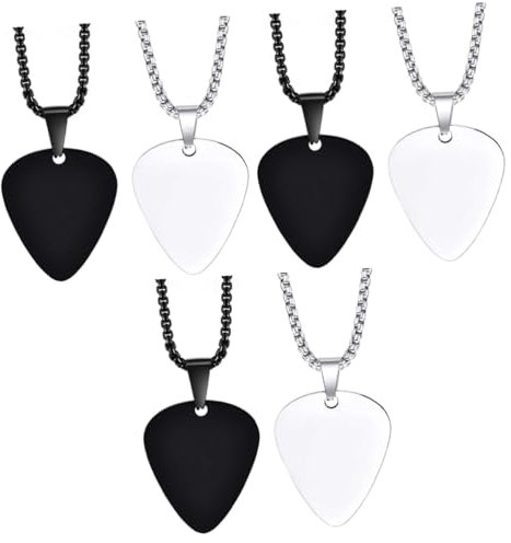 ibasenice 6stücke Edelstahl Gitarren-pick Halskette Mit Personalisierbar Für Männer Und Frauen Leicht Und Bequem Perfektes Für Musikliebhaber Und Schwarzton