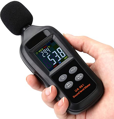 Fonometro, Fonometro Digitale, UA961 Tester di Rumore Decibel Registratore di Dati con Display LCD per la Scuola di Fabbrica, Misuratori di Suono e Rumore
