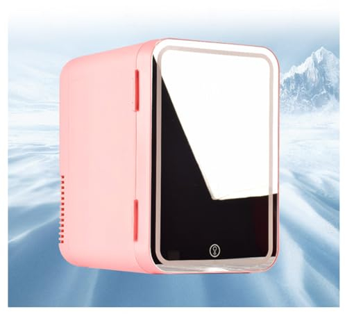 Mini RéFrigéRateur De Voiture, 8L,avec Miroir De Courtoisie LED Petit Frigo Pas Cher, Voiture,Maison,Chaud Et Froid 2 en 1 Mini Frigo Camping, pour Chambre, Bureau Et Voiture,Pink