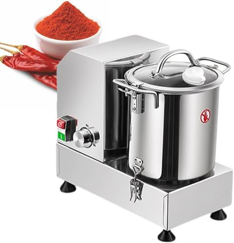 Hachoir à LéGumes Commercial, Hachoir à Aliments En Acier Inoxydable 3700Rpm, Robot Culinaire éLectrique 1200/1800W, Coupe-LéGumes Amovible, Pour Les CéRéAles Arachide,6L