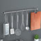 Luabue Porta Utensili da Cucina Parete Inox Portautensili da Cucina in Acciaio Inox da Appendere Barra da Cucina Portautensili con 7 Gancio Barra Porta Utensili da Cucina 40 cm Argento