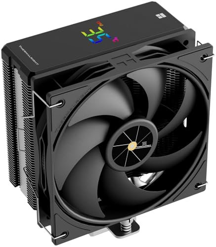 Thermalright Assassin X 120R Digital Black CPU Air Cooler, 2000RPM Speed,4 Heatpipes, 12cm Quiet PWM Fan CPU Cooler, Digital Screen Top Cover,for AM4/AM5,Intel LGA1700/1851/1150/1151/1200, PC Cooling