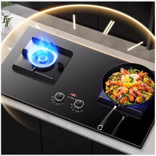 Estufa De Gas Portátil De 2 Hornillas, Cocina De Gas De Vidrio Templado, Estufa De Gas Con Temporizador Inteligente De 180 Min, Protección Contra Apagado Por Termopar, Para Caravana Cocina(NG(12T)-5.0