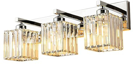 ZHKABEG Applique Murale de Salle de Bain Moderne avec Abat-Jour carré en Cristal et Base en métal, luminaire de Salle de Bain sur Miroir, Appliques murales intérieures câblées pour Salle de Bain