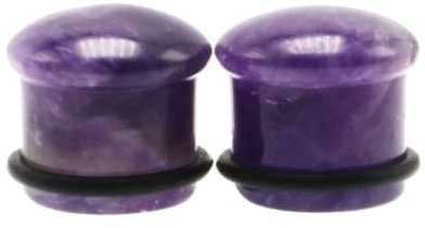 Whoiy Stein 2er Ear Gauges Violett 12mm Single Flared Flesh Tunnel Plugs Ohr Piercing mit O-ringe für Männer Frauen