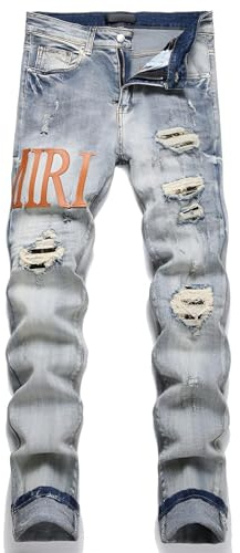 Kdtoll Vaqueros Hombre Slim Fit Rasgados - Pantalones de Denim Elásticos Y2K Estilo Streetwear, Casual y Moderno, Cómodos para Todos los Usos y Ocasiones